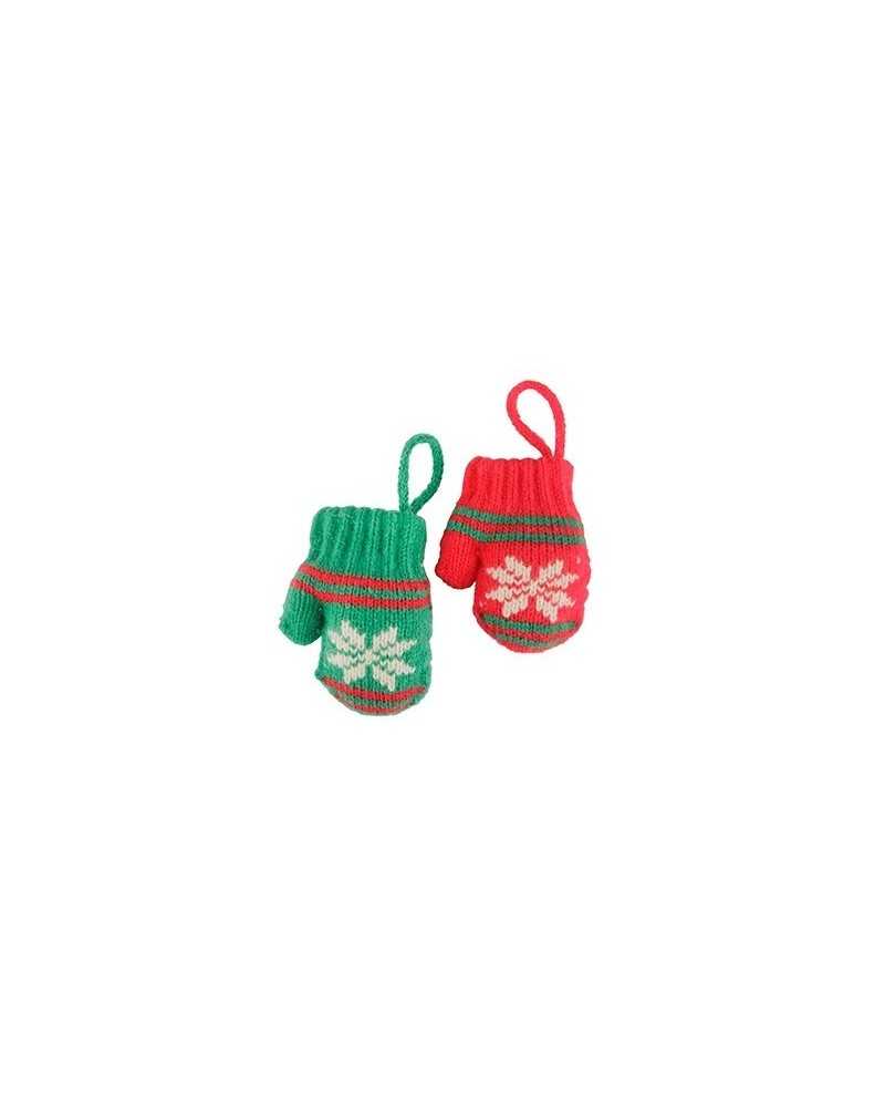 Applicazioni | Cf 6pz guanti di lana 2 colori verde rosso cm 9 x7 | 