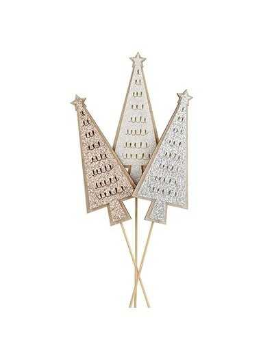 Pick | Cf 12 pz pick alberi in legno 3 colori cm 5 h12 ass | 
