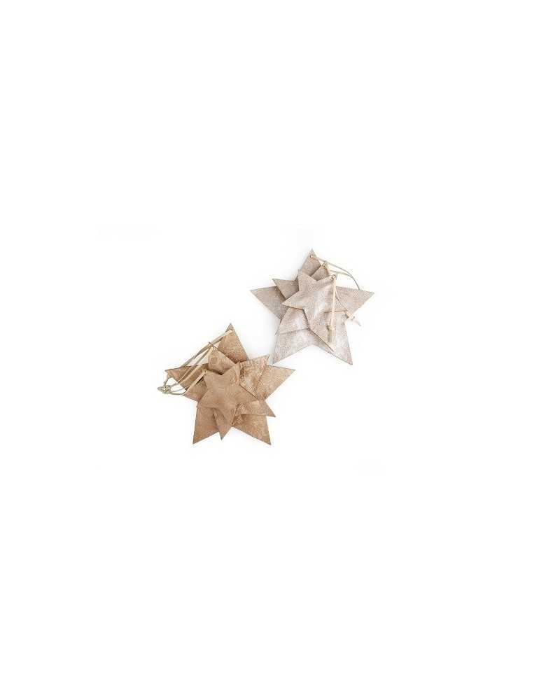 Applicazioni | Cf 18 pz stelle similpelle ass 3 misure cm 14-10-7 arg gold | 