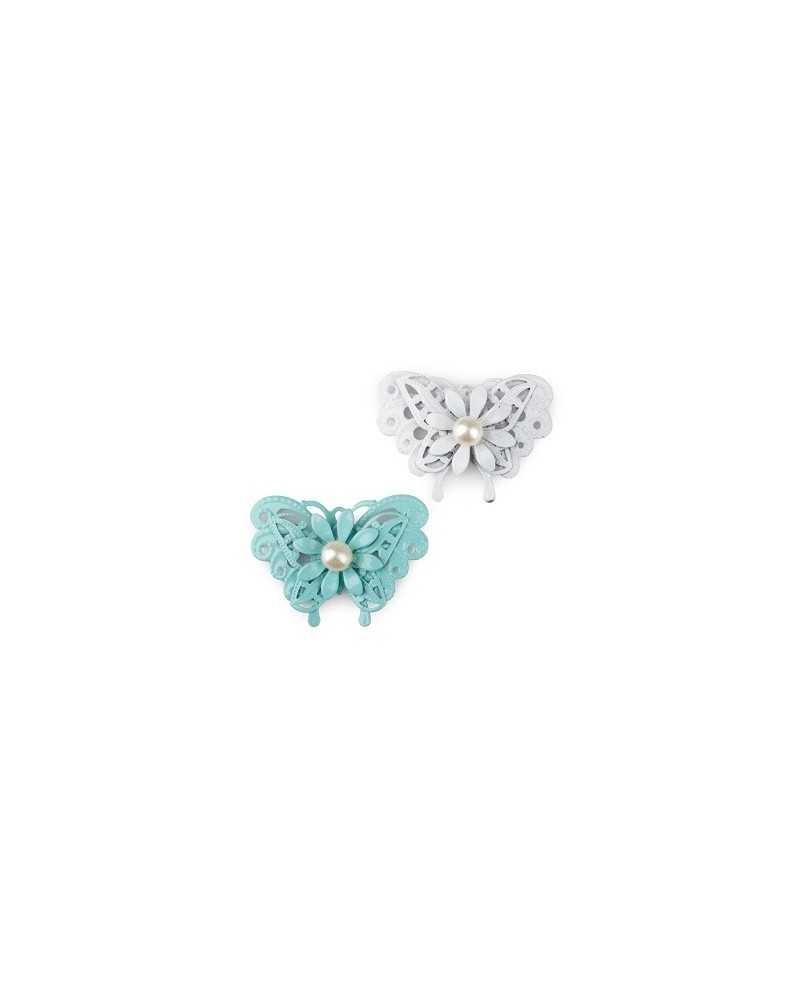 Applicazioni | Cf 20 pz farfalle metallo con perla ass 6cm h4cm biaazz | 