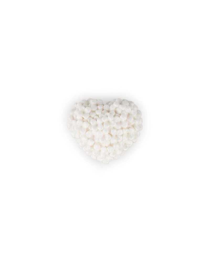 Applicazioni | Cuore di plastica floreale crema 4.5cm h4cm cf 10pz | 