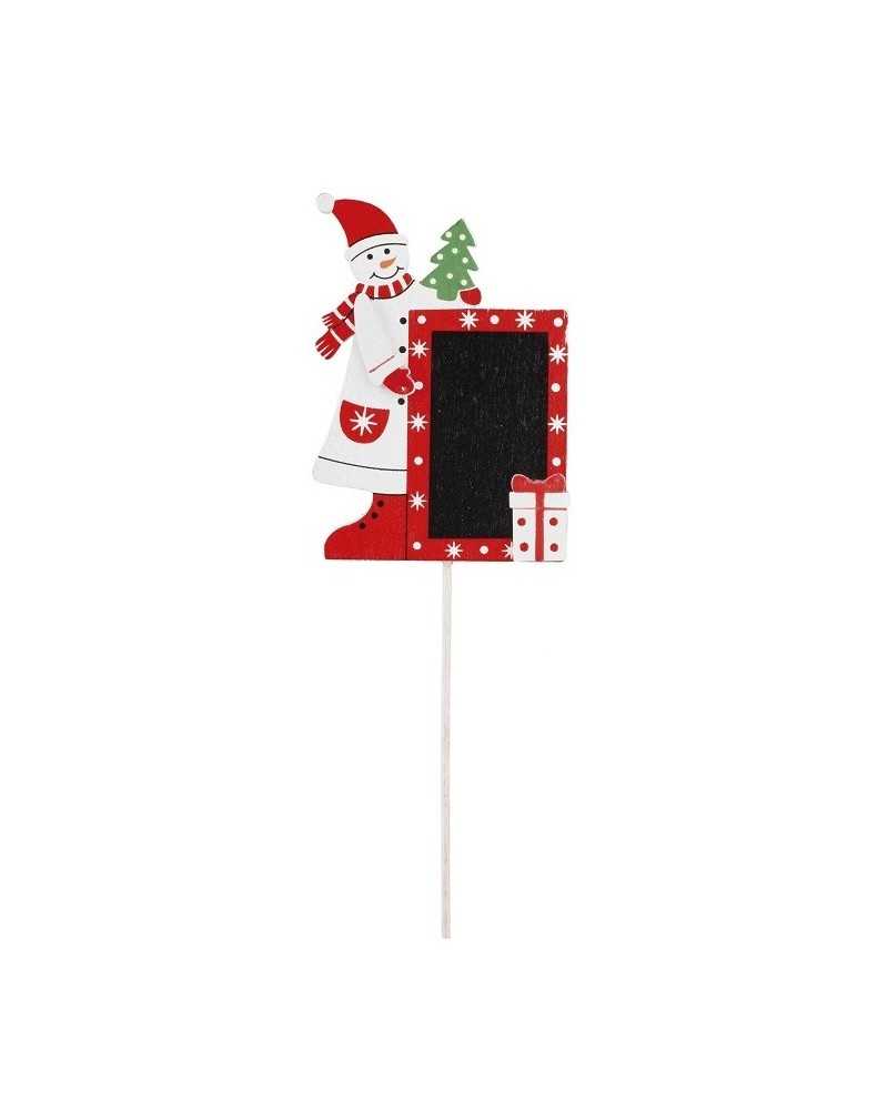 Pick | Cf 15pz pick lavagna con pupazzo di neve cm 5 h6 rosso bia | 
