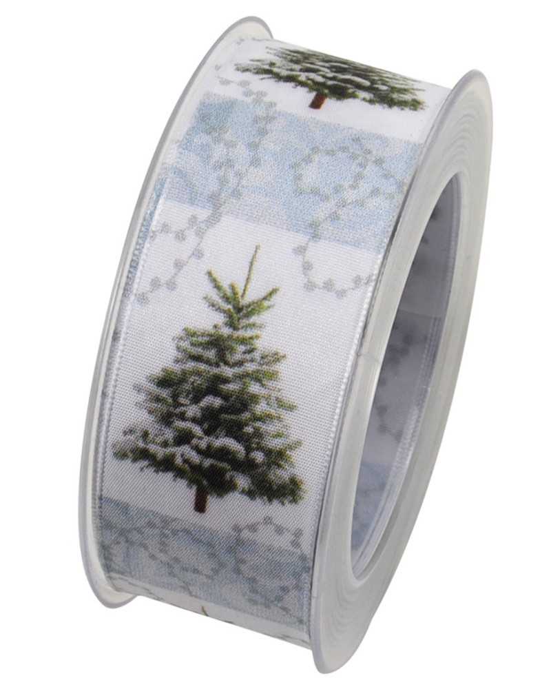 Nastri e Cordini | Nastro con albero innevato 40nnx15mt azzurro | 