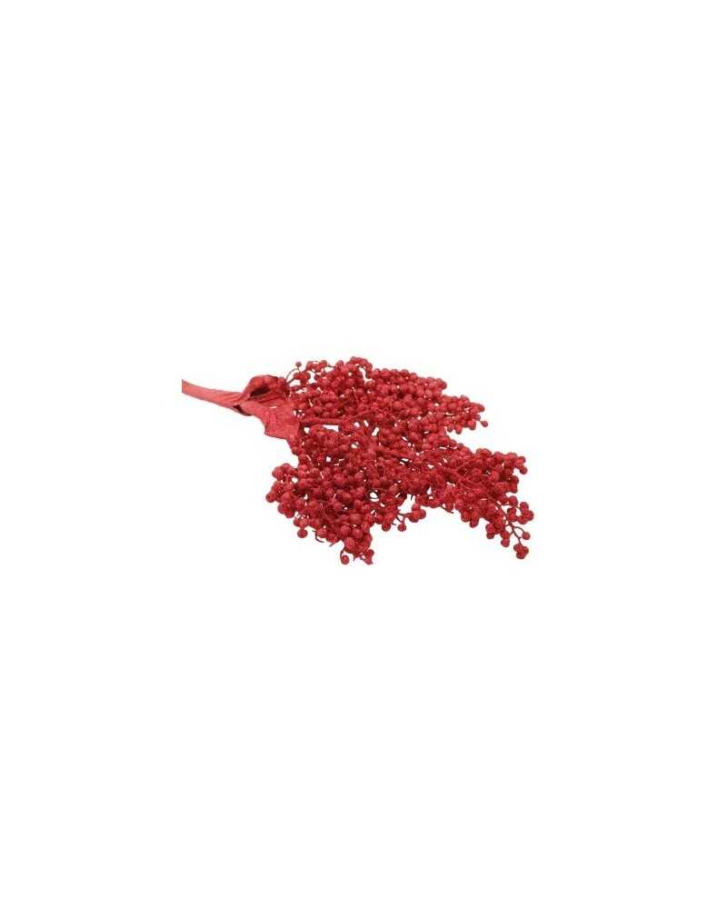 Rami e Foglie Artificiali | Ramo datteri rosso glitterato kg 1 | 