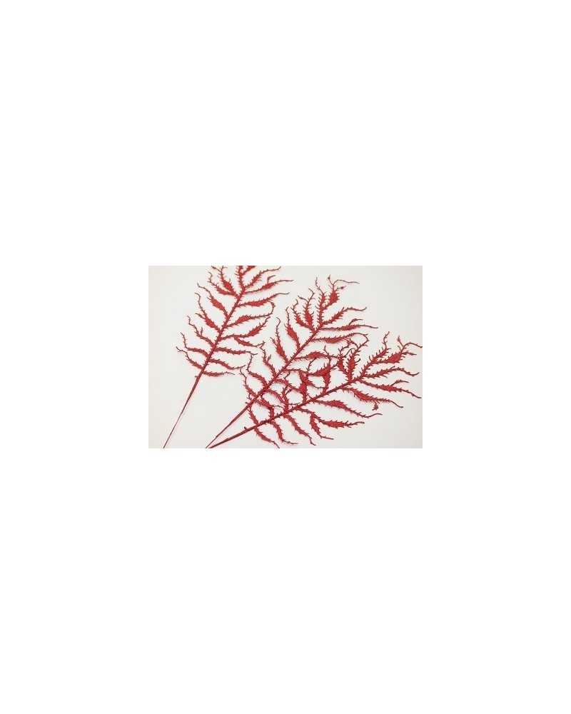 Rami e Foglie Artificiali | Cf 3pz rami foglie cm 53 glitterate rosso | 