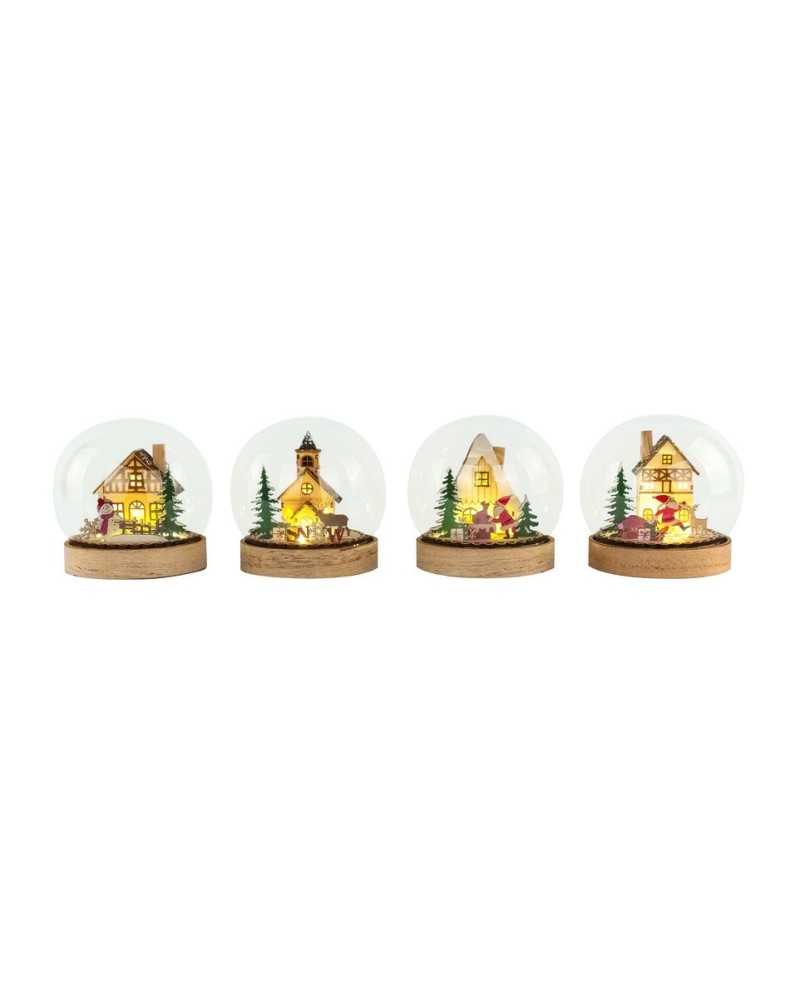 Decorazioni Natalizie | Sfera di plastica xmas con led dm 14 con base in legno ( 4 ) | 