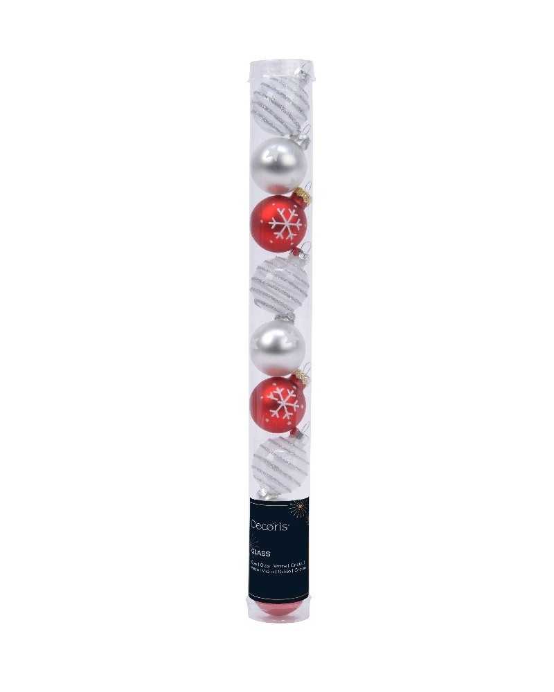 Palline di Natale | Cf 9 pz palline di vetro dm 3 colori ass bianco rosso | 