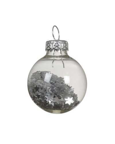 Palline di Natale | Cf 9 pz palline di vetro cm 3 silver con paillets a stella | 