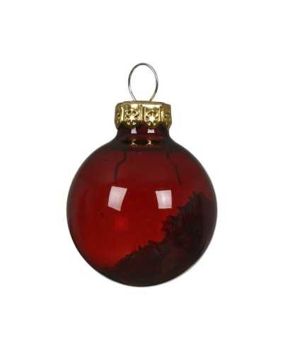 Palline di Natale | Cf 9 pz palline di vetro cm 3 oxblood con paillets a stella | 