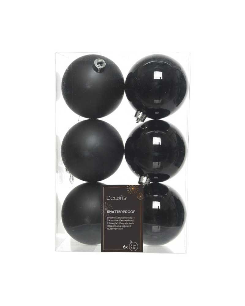 Palline di Natale | Cf 6pz palline cm 8 light nere plastic | 