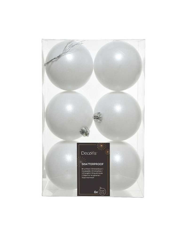 Palline di Natale | Cf 6 pz palline in plastica winter white dm 8 | 