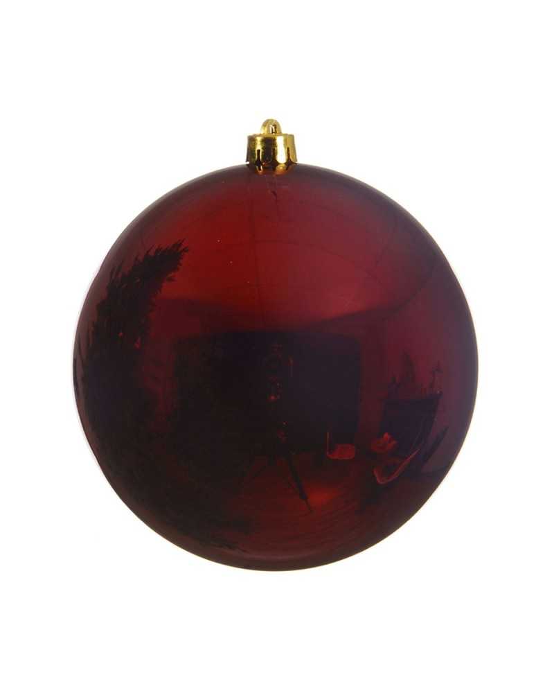 Palline di Natale | Pallina di plastica shiny 14cm rossa oxblood | 