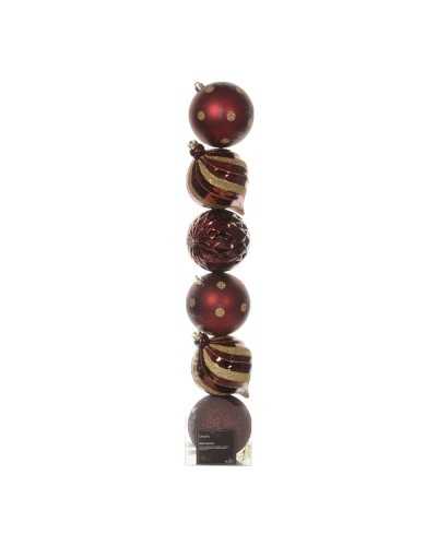 Palline di Natale | Cf 6 palline di natale ass dm 15 di plastica red oxblood | 