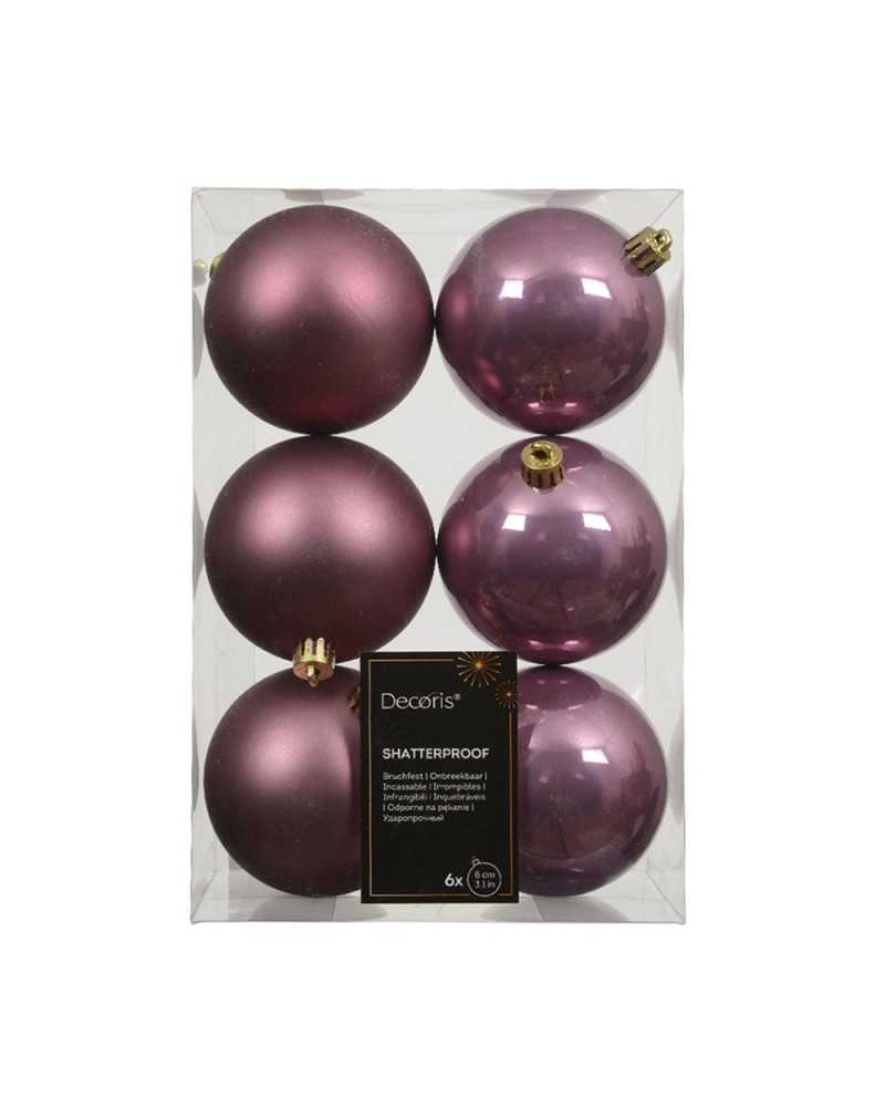 Palline di Natale | Cf 6 pz palline in plastica vintage pink dm 8 | 