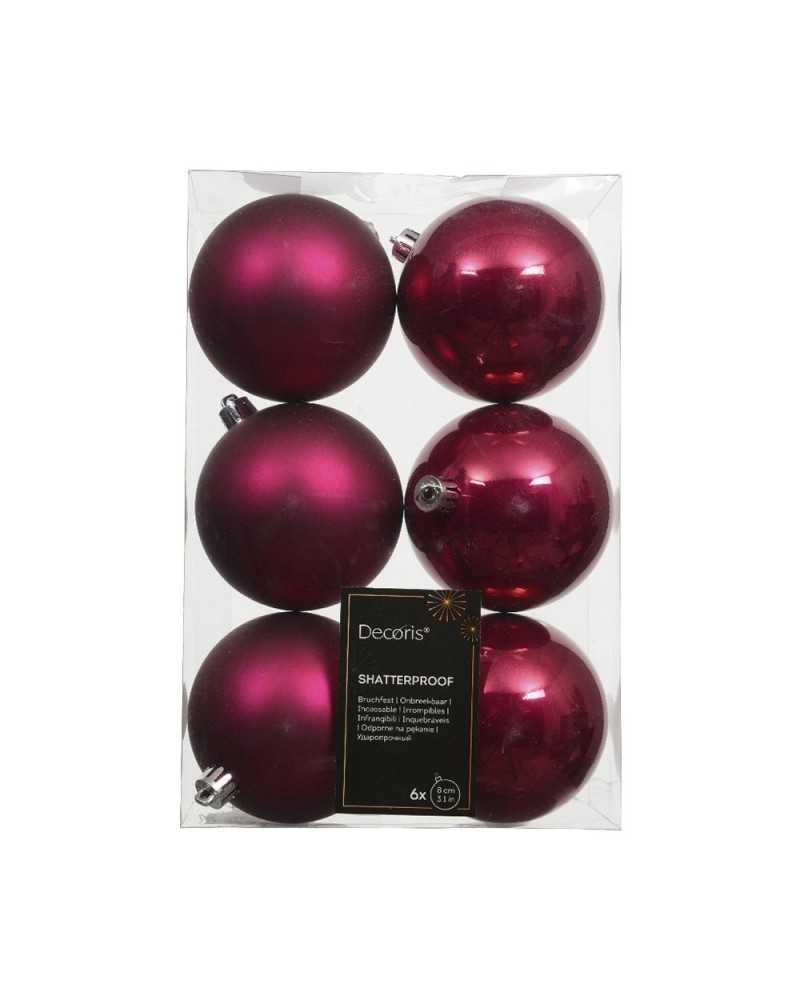 Palline di Natale | Cf 6 pz palline in plastica dm 8 fucsia | 