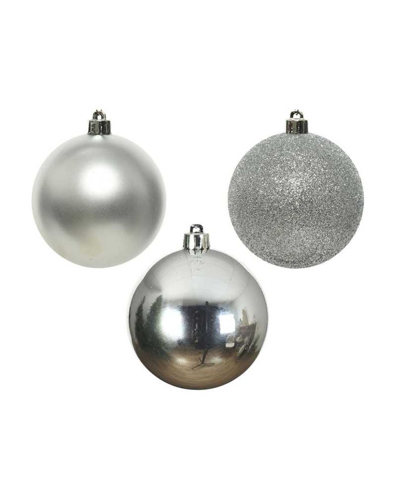 Palline di Natale | Box 34 pz palline di plastica dm 8 silver | 