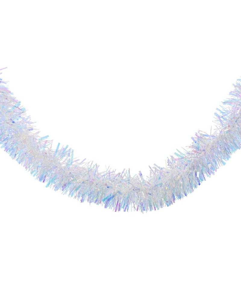 Corone e Ghirlande di Natale | Festone a frange cm 15 x 2 mt bianco iridescente | 