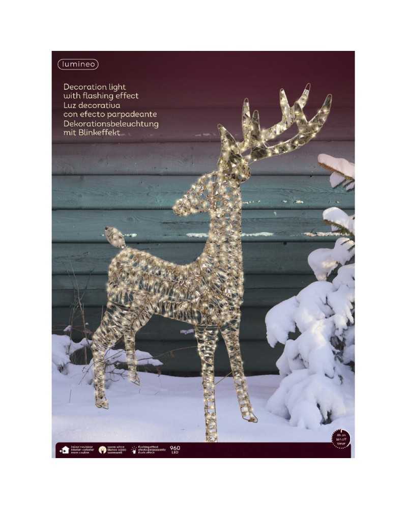 Soggetti e Personaggi | Renna con 960 led cm.65x18 h 130 gold-warm white | 