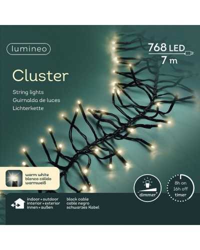 Lampade e Luci | Filo nero mt 7 cluster 768 led warm white dimerabile e timer | 