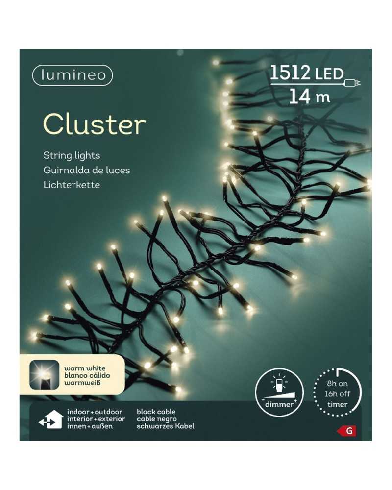 Lampade e Luci | Filo nero mt14 cluster 1512 led warmwhite dimerabile e timer | 