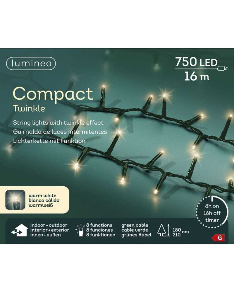Nuovi arrivi | Filo verde mt 16 con 750 led warm white 8 funzioni | 