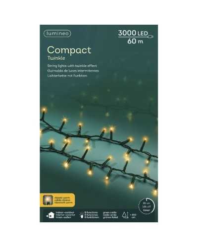 Lampade e Luci | Filo verde mt 60 e 3000 led classic warm 8 funzioni e timer | 