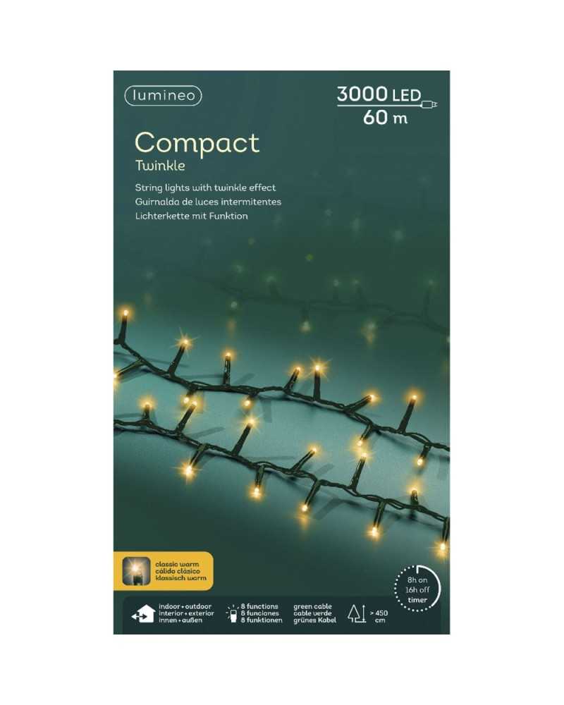 Lampade e Luci | Filo verde mt 60 e 3000 led classic warm 8 funzioni e timer | 