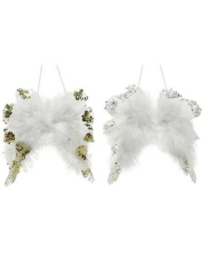 Applicazioni | Set 2 pz ali d angelo cm 20x15 bianche con glitter | 