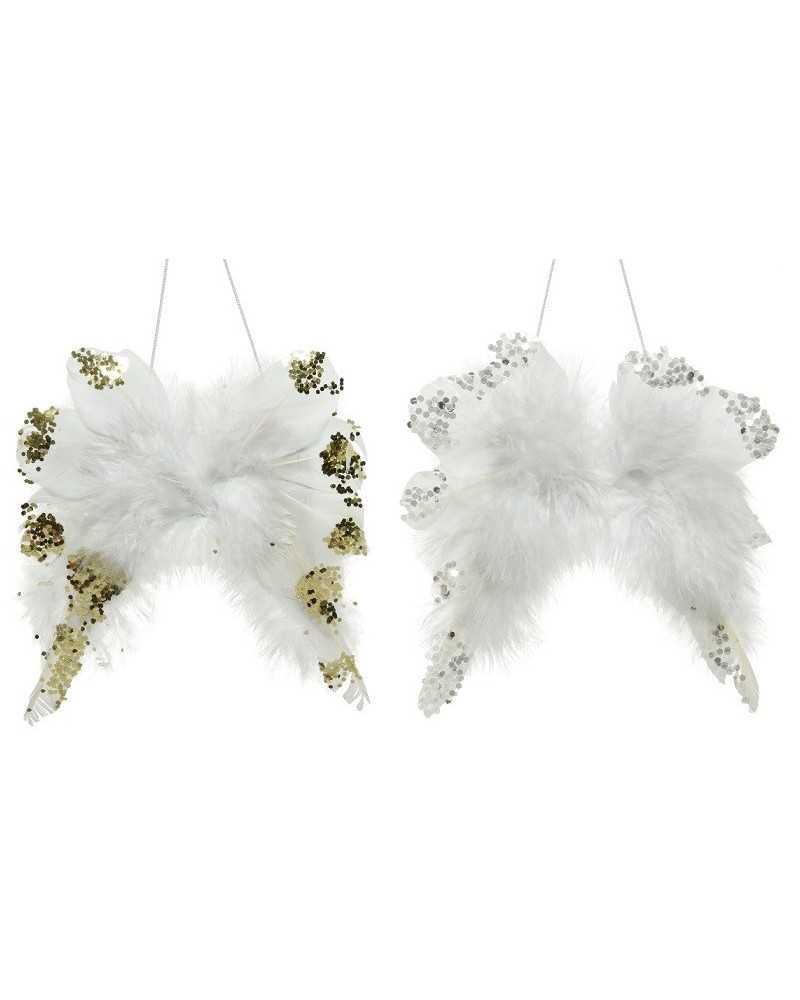 Applicazioni | Set 2 pz ali d angelo cm 20x15 bianche con glitter | 