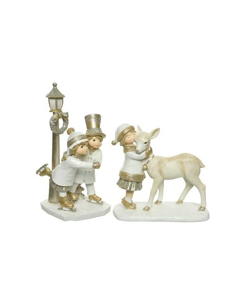 Soggetti e Personaggi | Set 2 pz bambini h21 h15 white gold | 