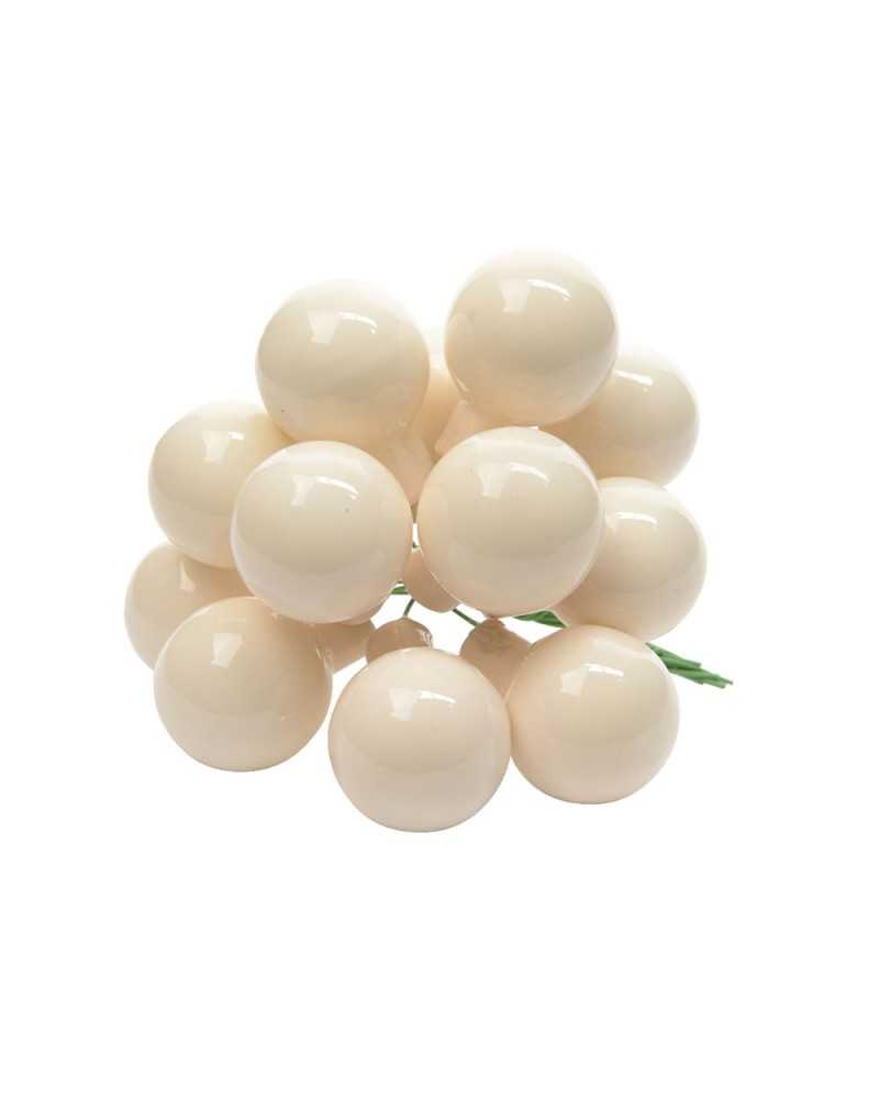 Applicazioni | Cf 144 bacche in vetro su filo bianco lana - d.2 cm | 