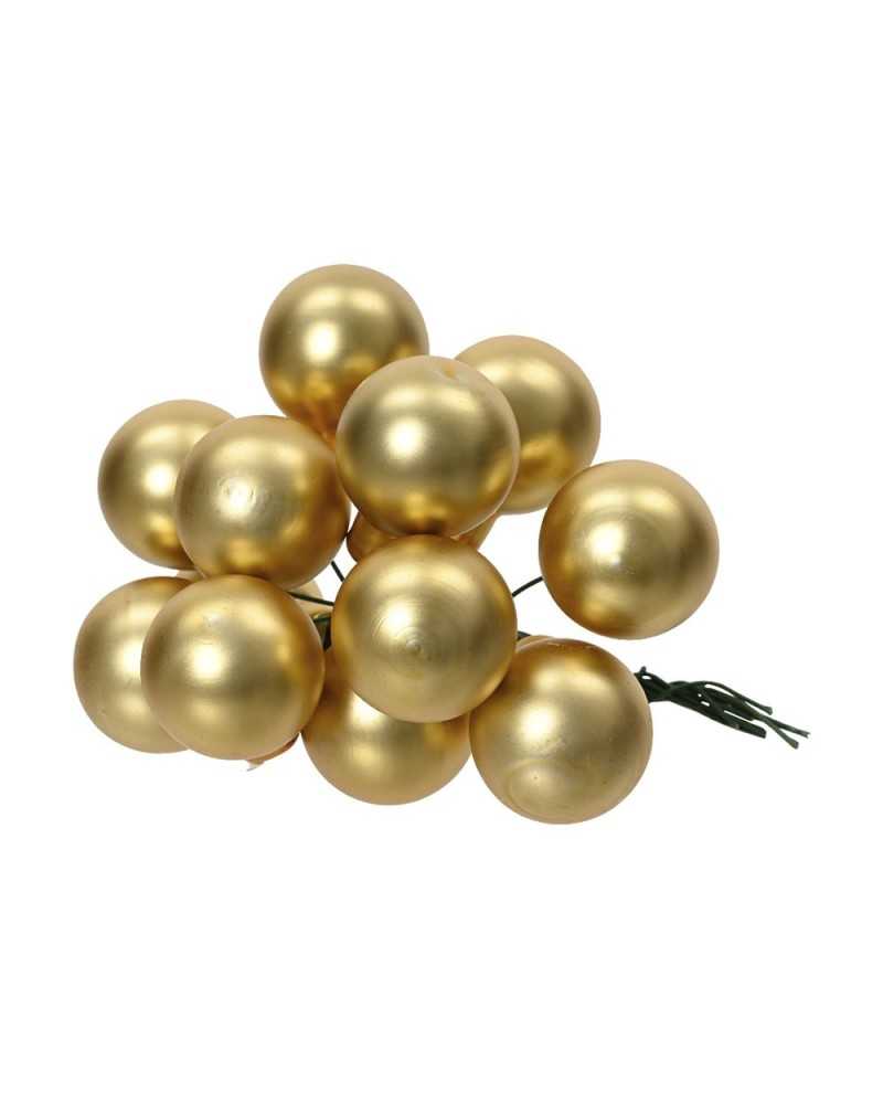Applicazioni | Cf 144 bacche in vetro su filo dm 2.5 cm oro matt | 