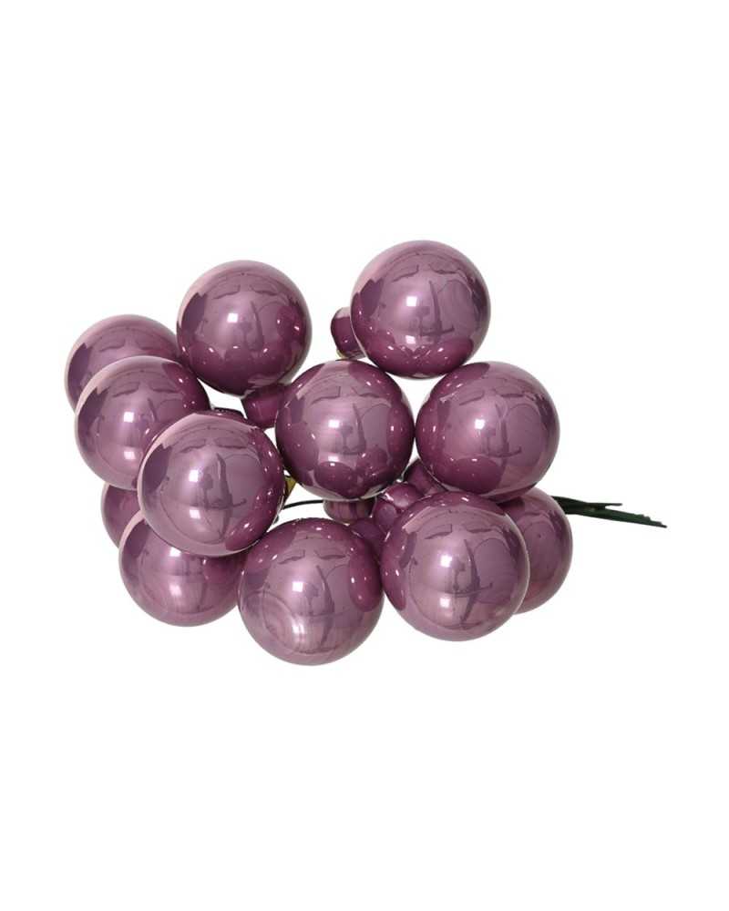 Applicazioni | Cf 144 bacche in vetro su filo dm 2.5 cm pink lucide | 