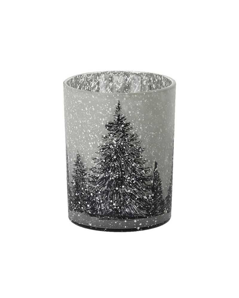 Decor Vasi & Coprivasi | Vaso di vetro neve e alberi dm 7 h 8 white black | 