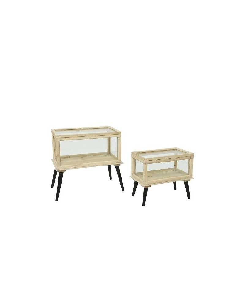 Vasi per Piante | Set 2pz serre con piedi cm 53x32 h52 44x25 h37 nat | 