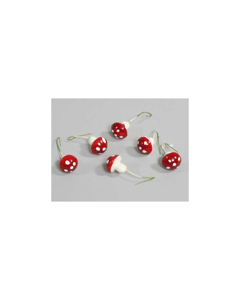 Applicazioni | Cf 36 pz funghi cm 4 cfilo metallico rossi | 