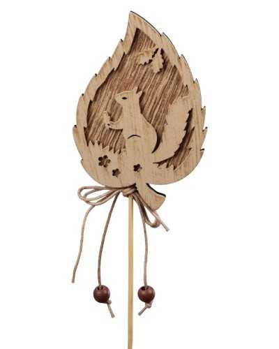 Pick | Cf 8pz stick dec scoiattolo cm 8.5 in legno naturale | 