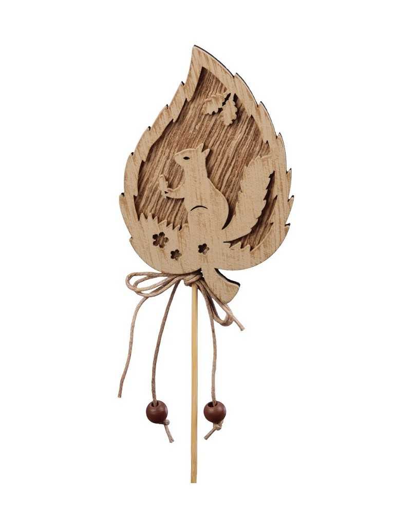 Pick | Cf 8pz stick dec scoiattolo cm 8.5 in legno naturale | 