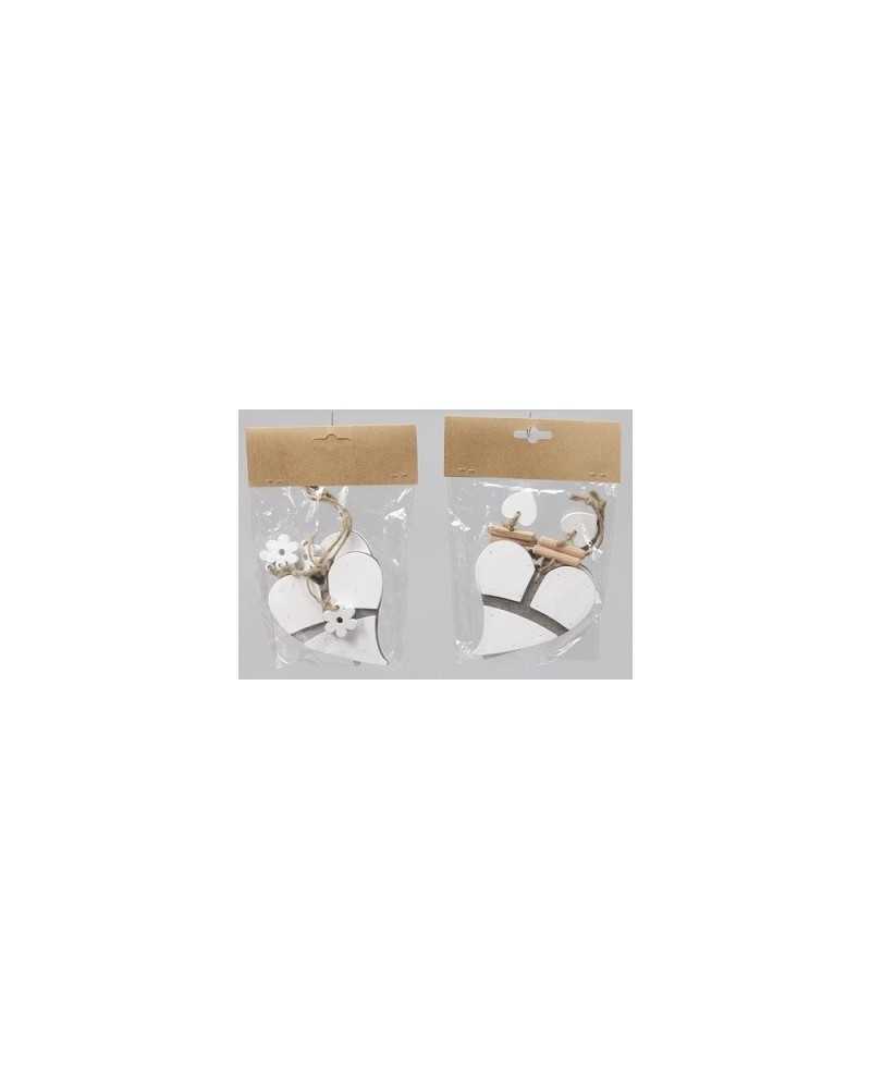 Pick | Cf 2pz cuori in legno bianco | 