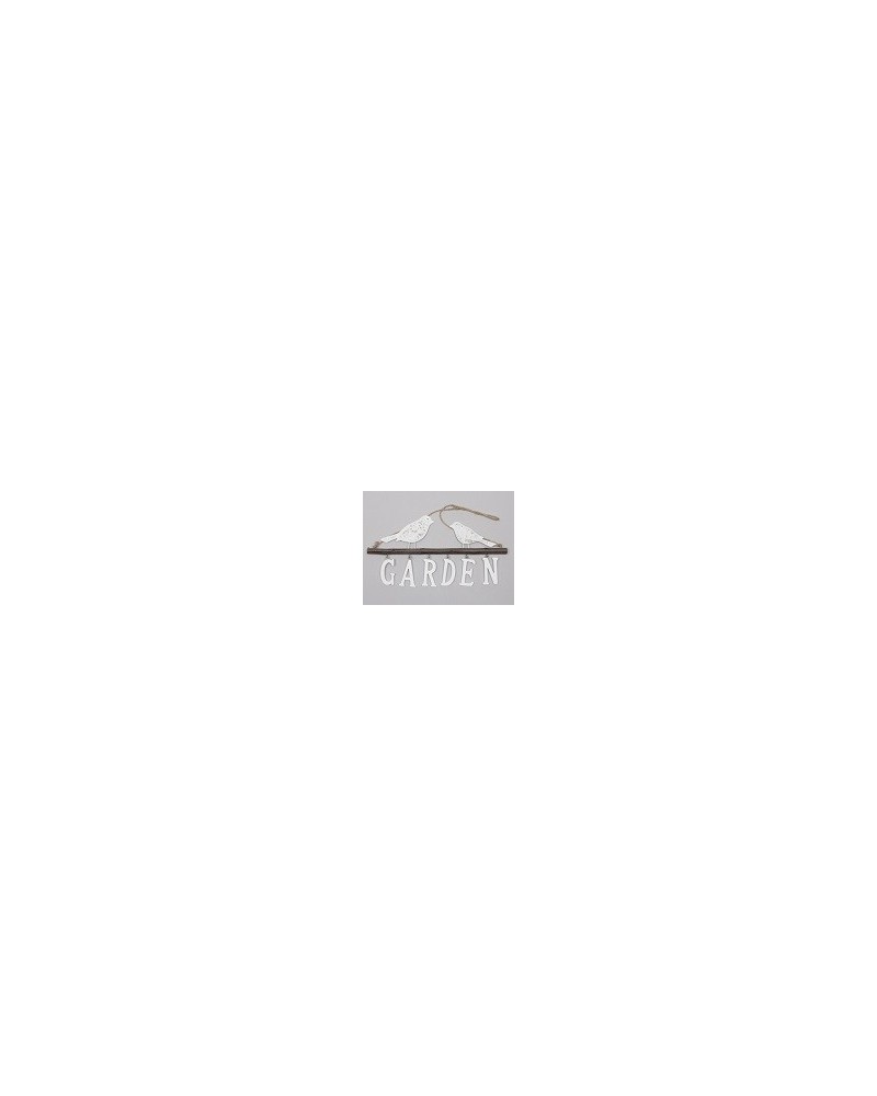 Decorazioni | Scritta garden cuccellini cm 24x12 white wash in metallo | 