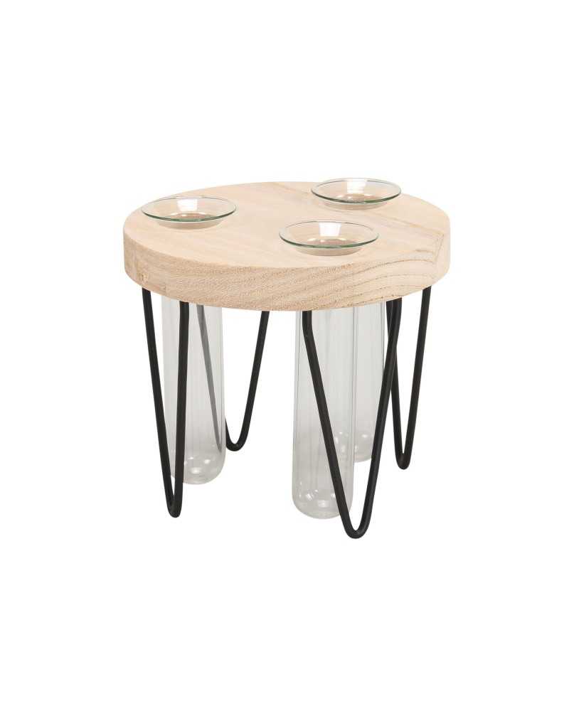 Arredamento | Tavolino cm 13 h12 tondodi legno con 3 provette | 