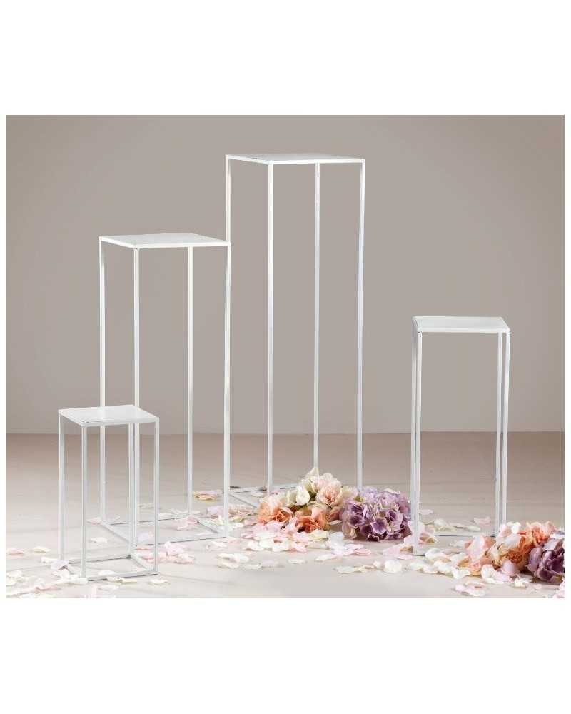 Alzate, Coppe e Vassoi | Set 4pz alzate in ferro bianche h100-h80-h60-h40 | 