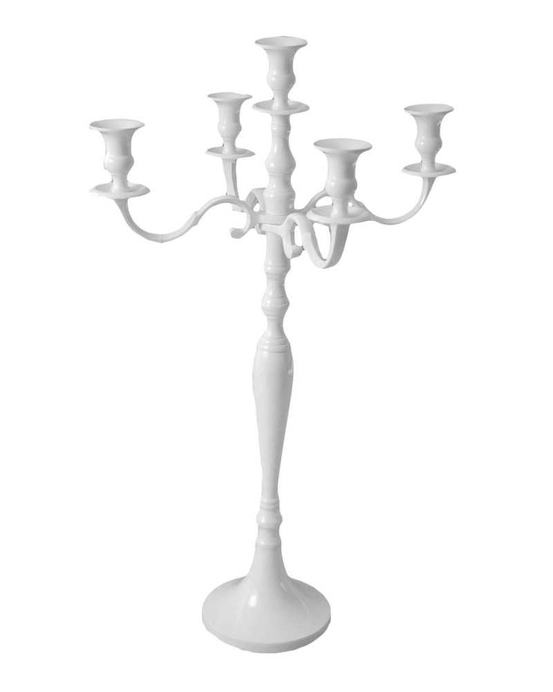 Portacandele | Candelabro h 120 5 fuochi alluminio bianco | 