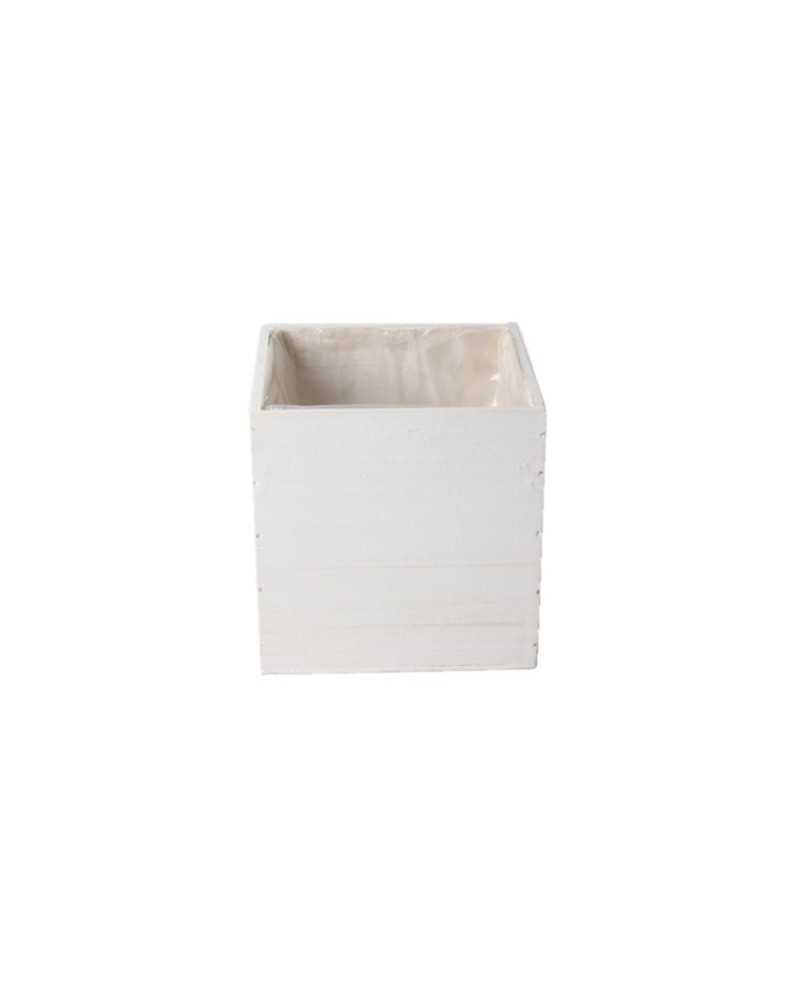 Decor Vasi & Coprivasi | Vaso quadro cm 12x12 legno bianco | 
