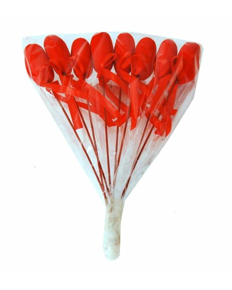 Pick | Cf 8pz pick cuori cm 3.5 velluto rosso | 