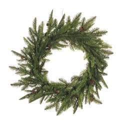 Corona di rattan con pino real toucth dm 60 verde in Corone di Natale