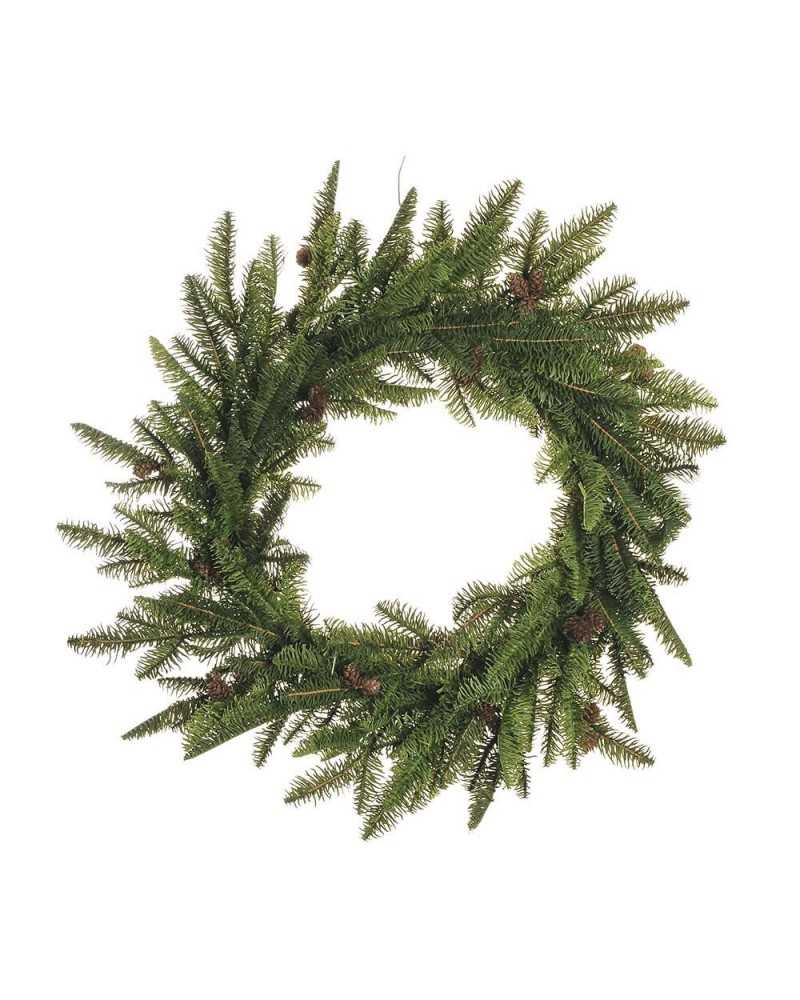 Corone e Ghirlande | Corona di rattan con pino real toucth dm 60 verde ( 2 ) | 