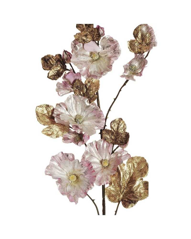 Rami e Foglie Artificiali | Ramo metallic althea h 150 light pink ( 6 ) | 
