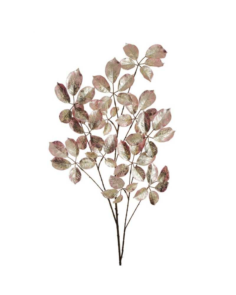 Rami e Foglie Artificiali | Ramo metallic foglie beech h 120 light pink gold ( 6 ) | 