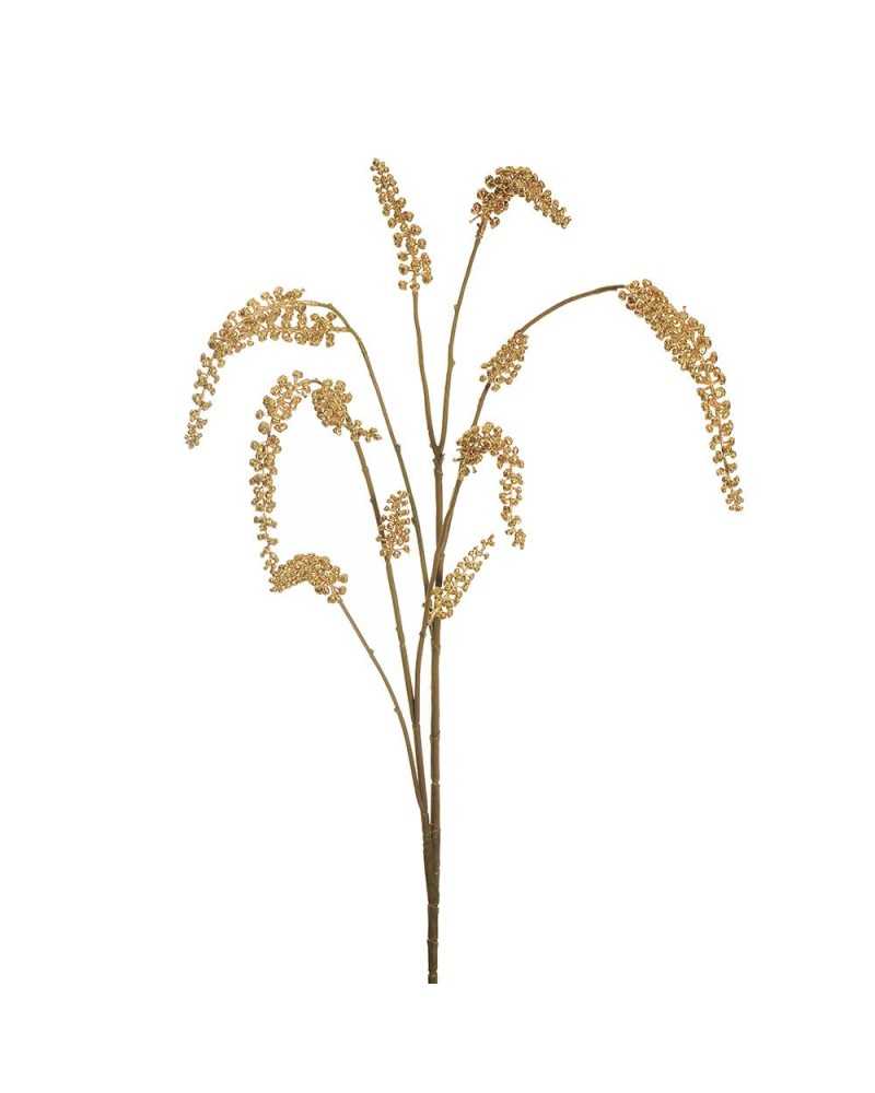 Rami e Foglie Artificiali | Ramo phytolacca con foglie glitterate h 120 gold ( 6 ) | 